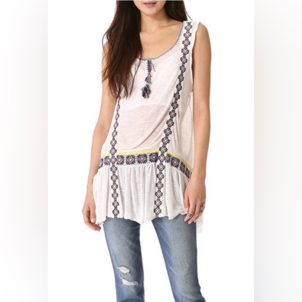 Free People Moonlight Mile Tunic ivory embroidered
